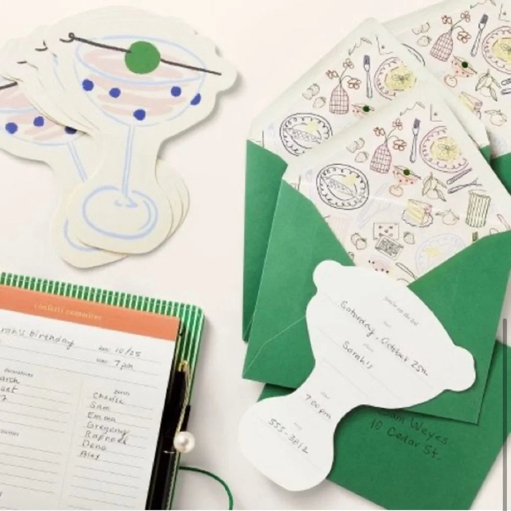 NWT! Kate Spade x Target 10 Cocktail Shaped Party Invitations with Envelopes
